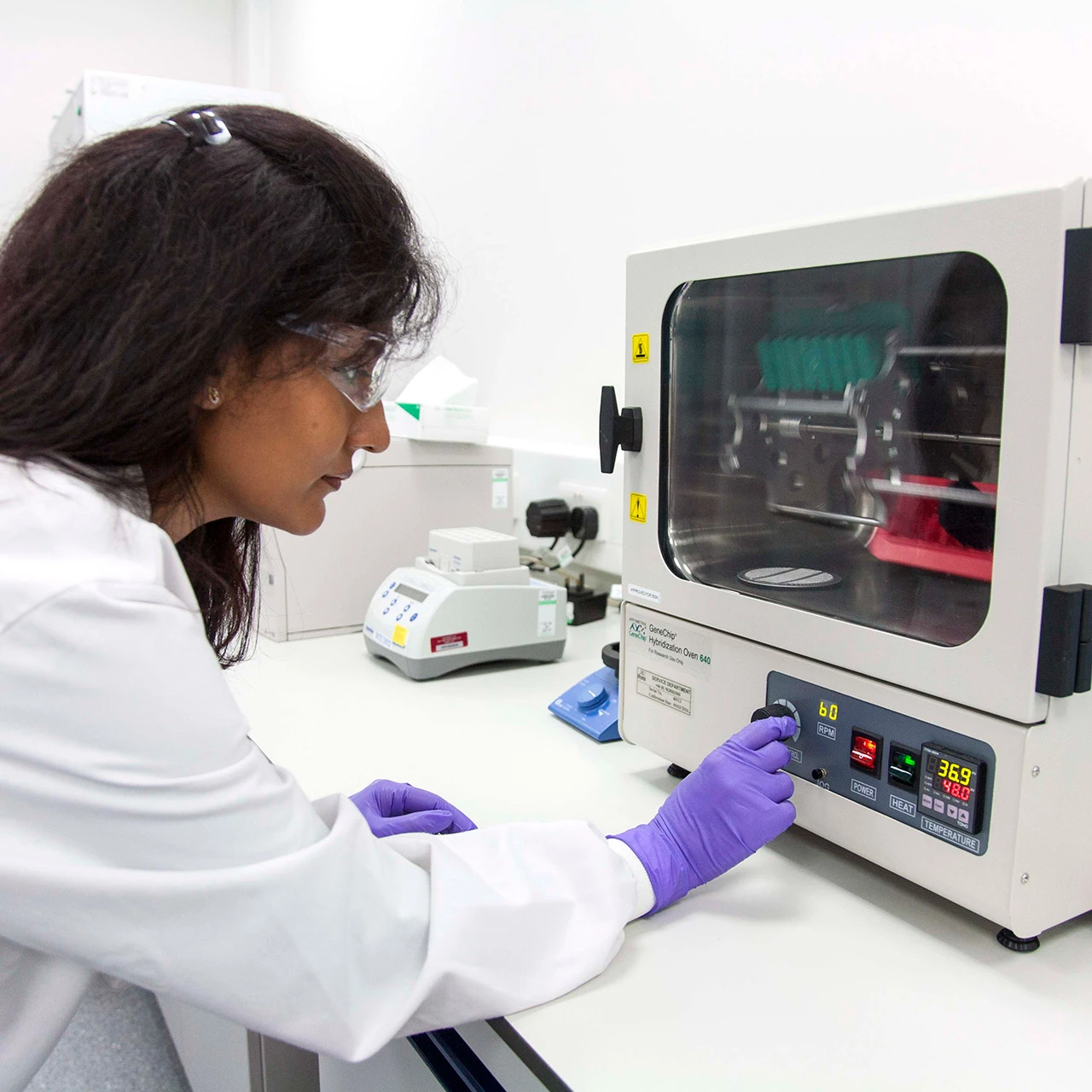 Scientist testing our products
