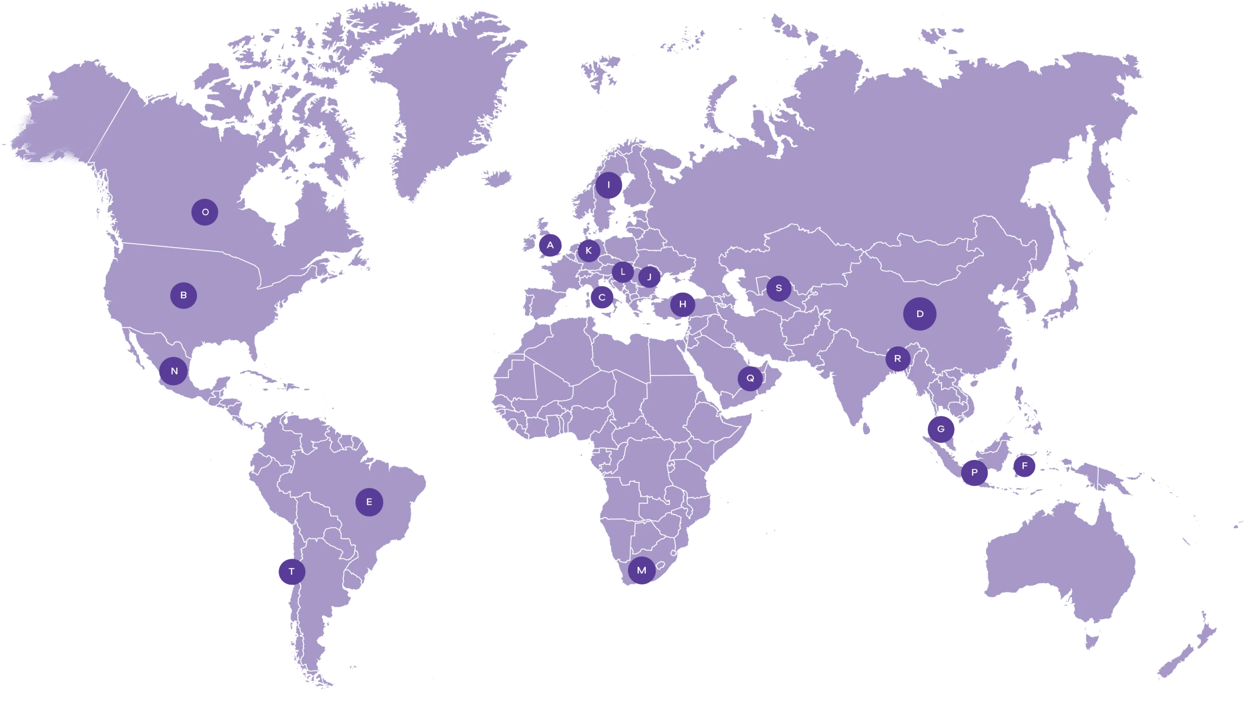 World map showing innovation network locations