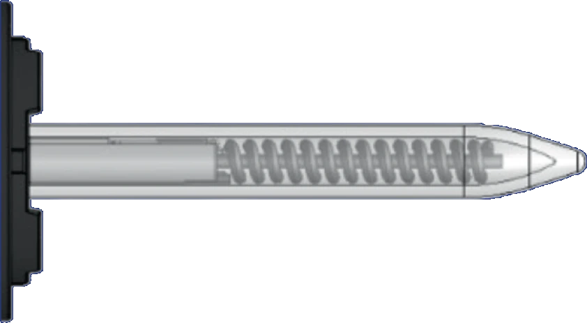 Diagram showing a cross section of an internal pin heater