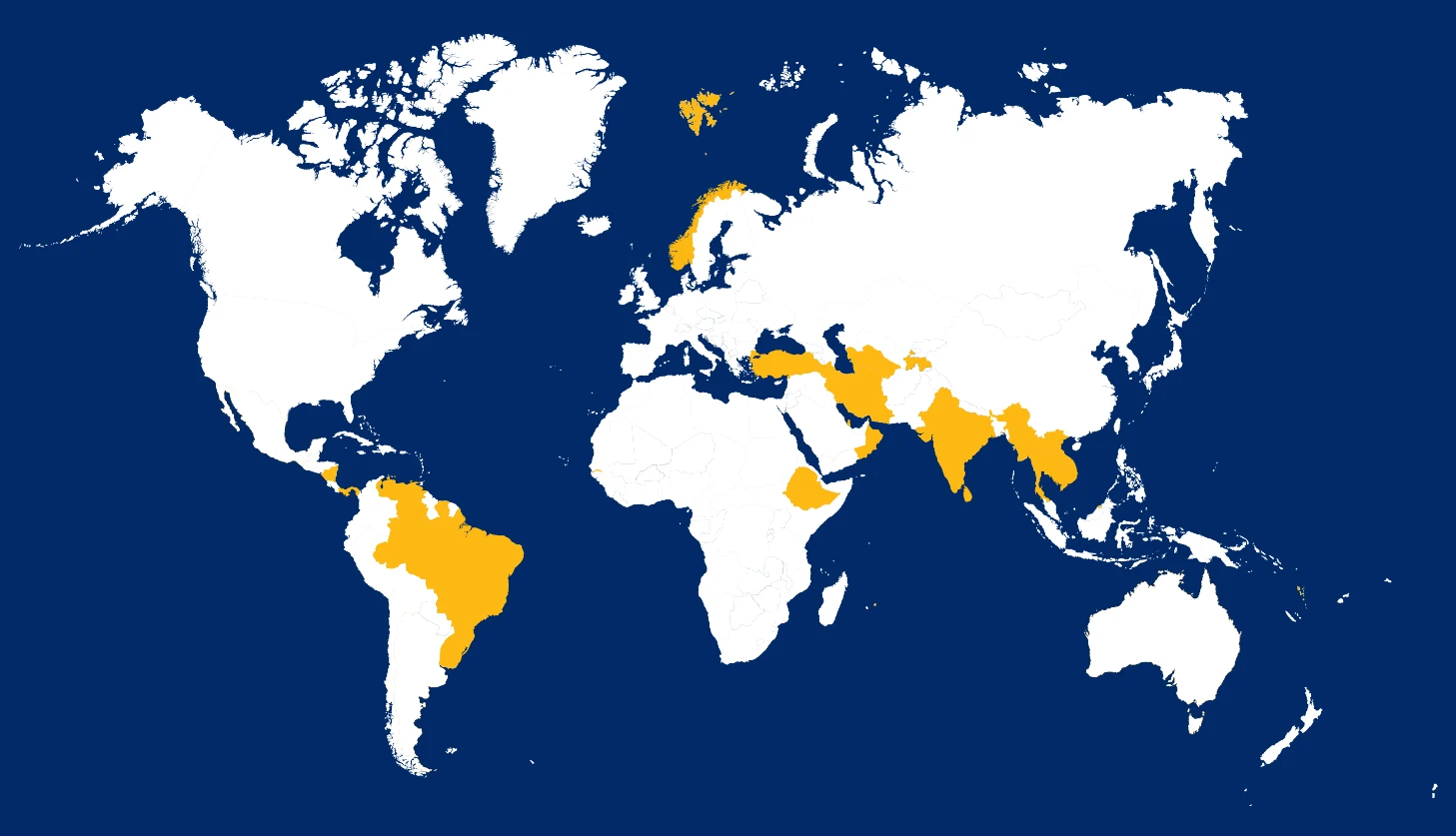 Map showing where heated products are banned or otherwise not available