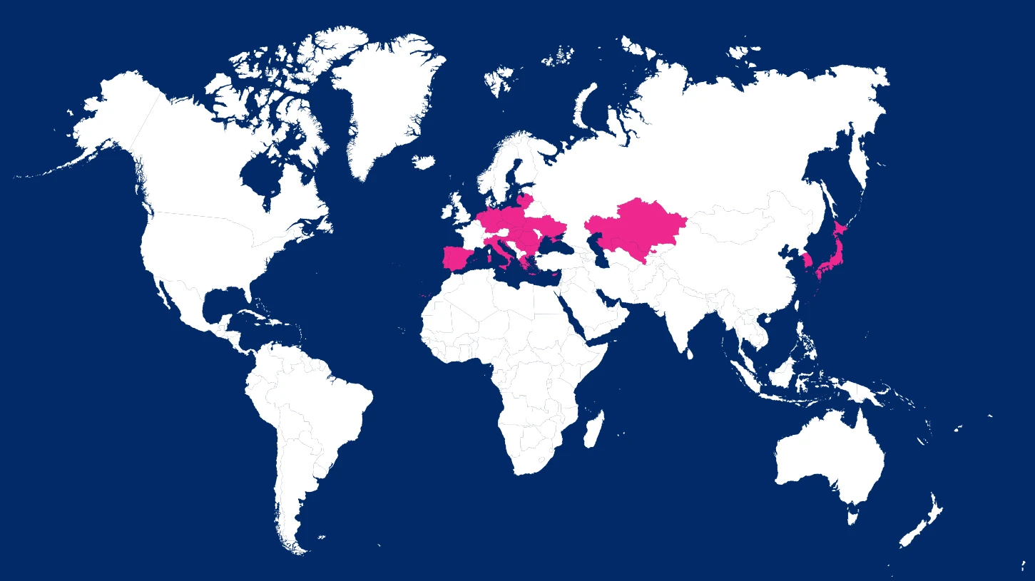 Map showing markets where our Heated Products are currently available