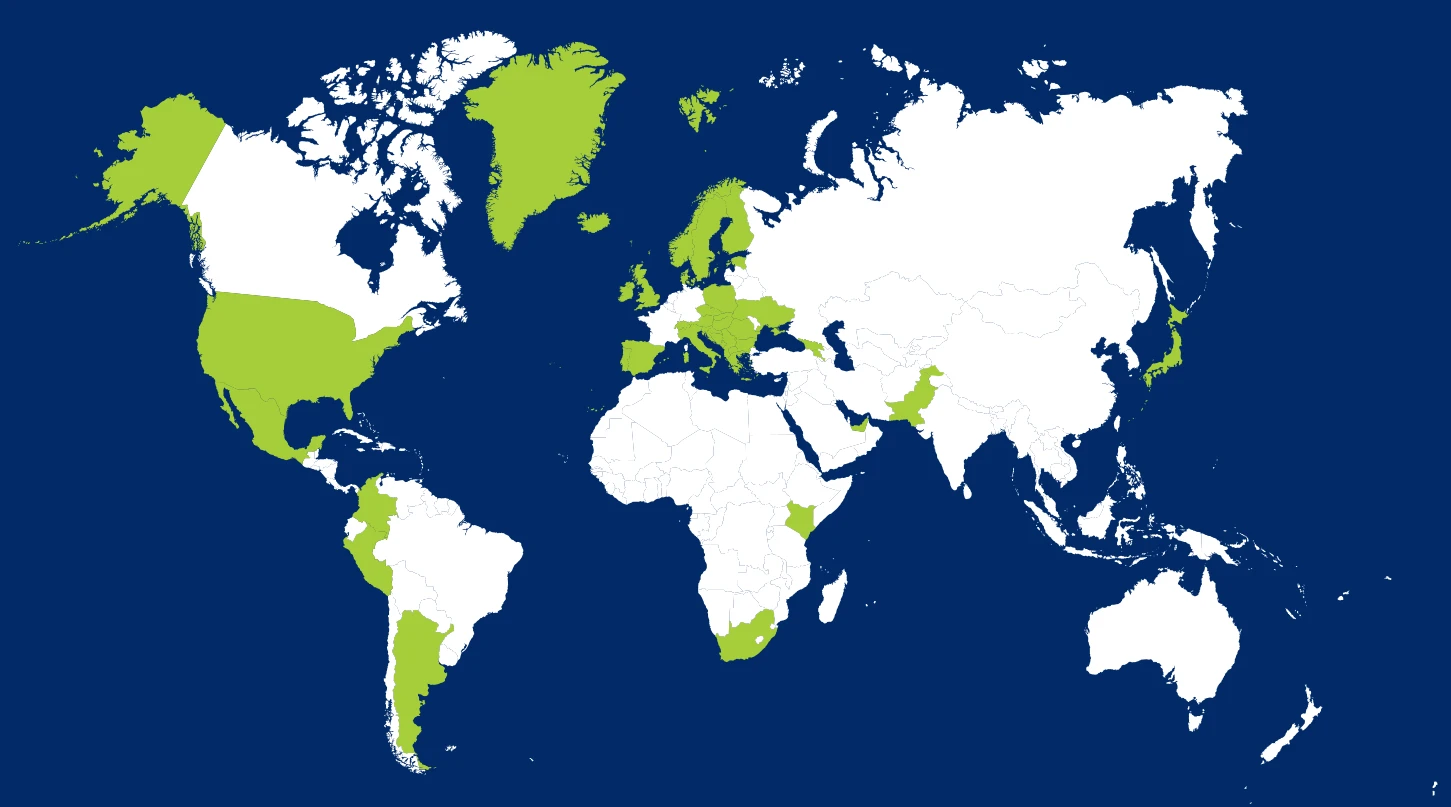 Map showing markets where our Oral Nicotine Pouches are currently available