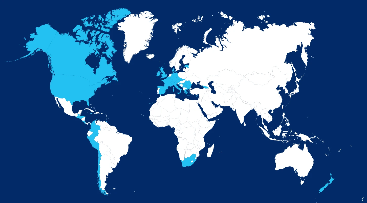 Map showing markets where our Vapour Products are currently available