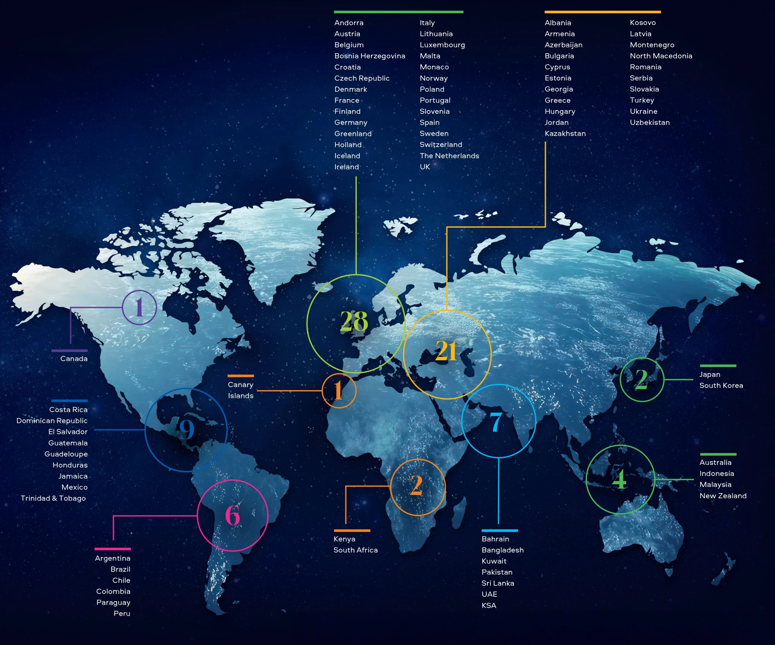 Map showing locations of BAT's product surveillance network