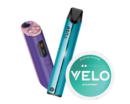 glo device, Vuse device, Velo pouches box